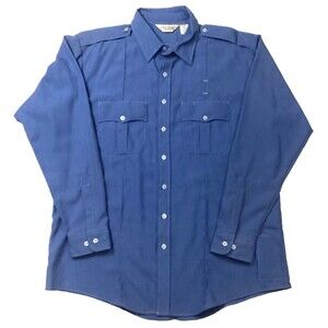 Lion StationWear Uniform Work Shirt Men 2XLL/18.5 Denim Blue Long Sleeve 1283-00